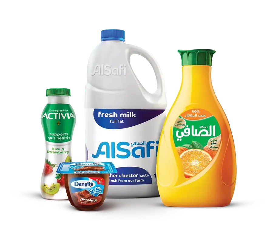 AlSafi fresh milk, Activia, Danette and AlSafi juice
